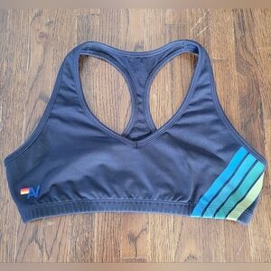Aviator Nation 4 Stripe V-Cut Sports Bra, sz M